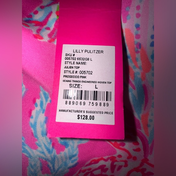 Lilly Pulitzer Julien "Seaing things" Prosecco pink Halter Top. Size Large NWT - Picture 11 of 15